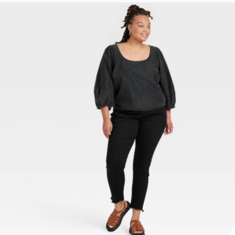 Ava and Viv Black Balloon Sleeve Pullover Top Size 3X New With Tags - Picture 2 of 10